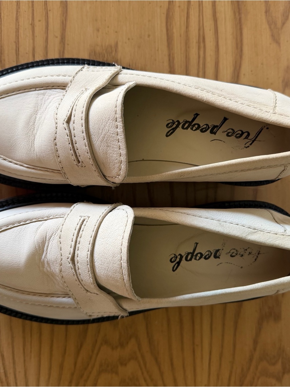 Free People Lyra Lug Sole Loafer Pearl Sand Cream Chunky Platform Shoe Size 8 - Picture 7 of 13